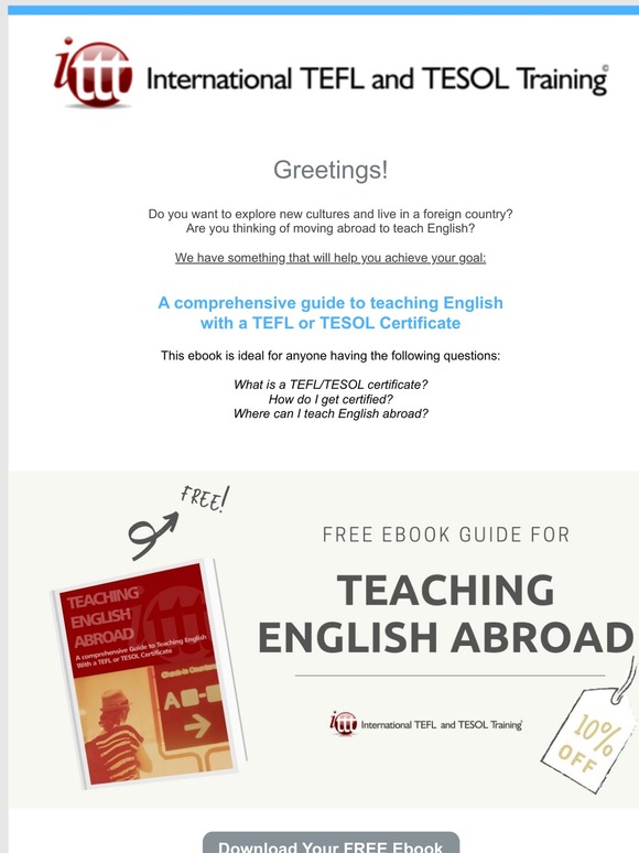 Get your FREE TEFL Ebook with a 20% Discount Code 😱