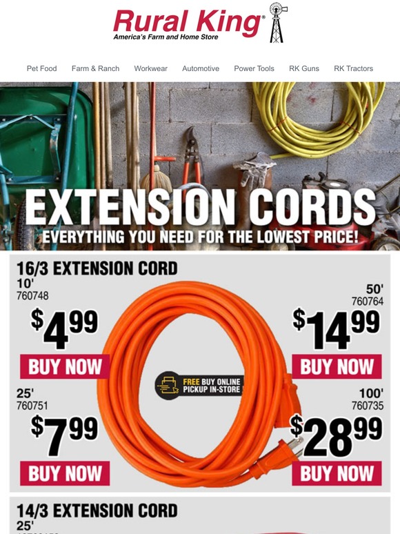 Rural Nobody Beats Our Prices on Extension Cords! Milled