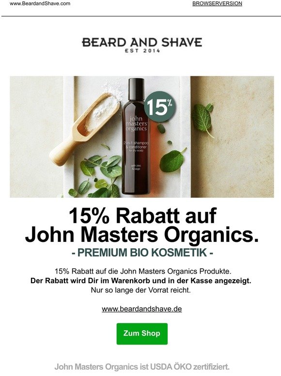 Bio Männerpflege von John Masters Organics
