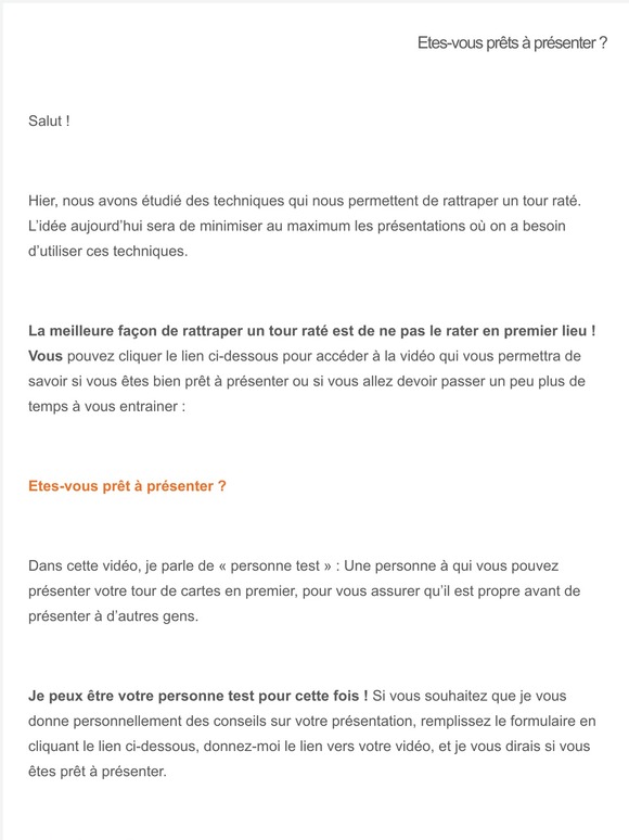 Etes-vous prêts à présenter ?