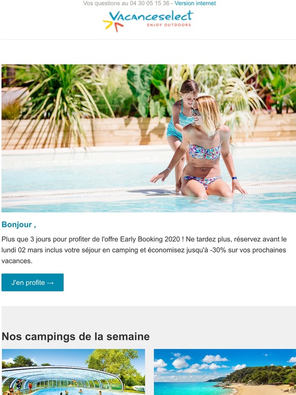 Plus que 3 jours pour économiser jusqu'à -30% sur vos vacances