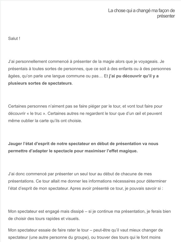 La chose qui a changé ma façon de présenter