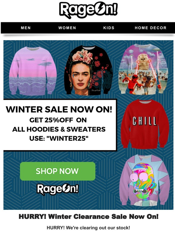 Winter Sale! EXTRA 25%OFF on ALL Hoodies & Sweatshirts!