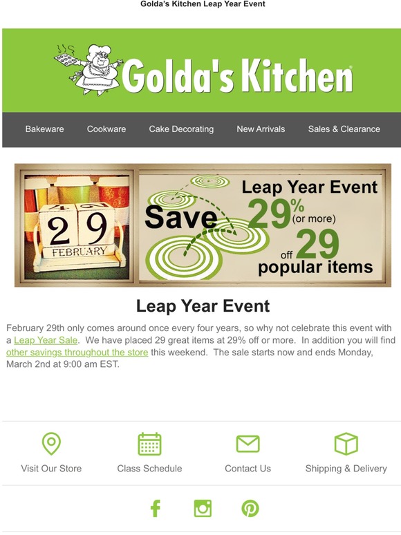 Leap Year Sales Event at Golda's Kitchen