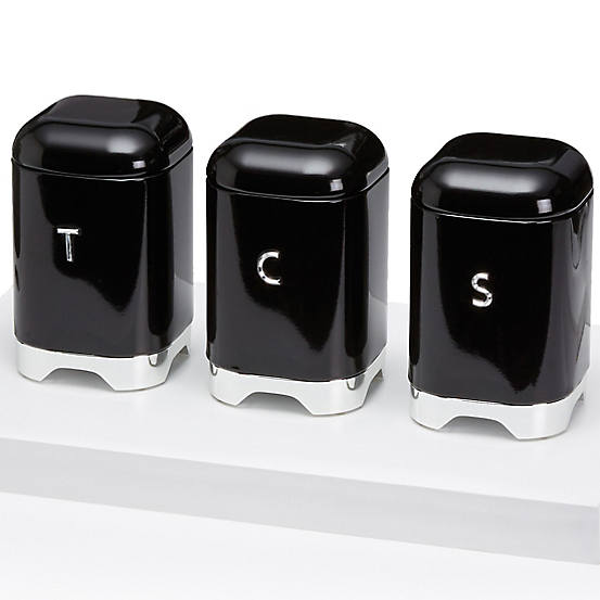 Midnight Black KitchenCraft Lovello tea storage tin/canister Home