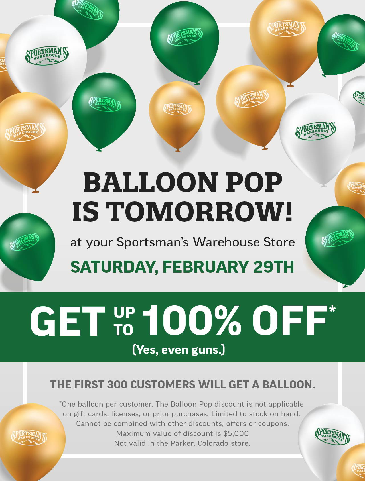 Sportsman's Warehouse Save up to 100 in our Balloon Pop celebration