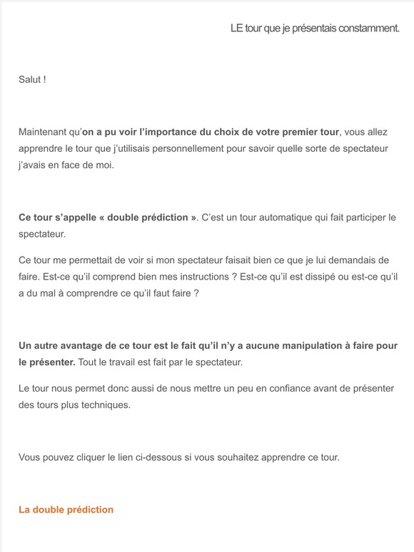LE tour que je présentais constamment.
