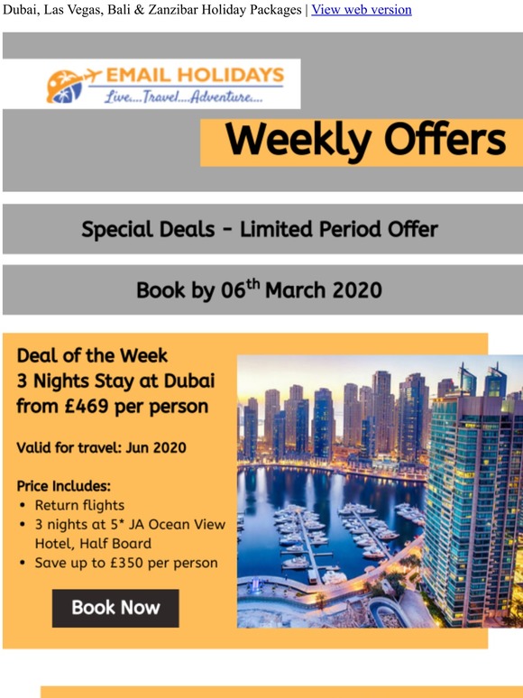 Limited Special Offers with Discounts of Upto £350 per person