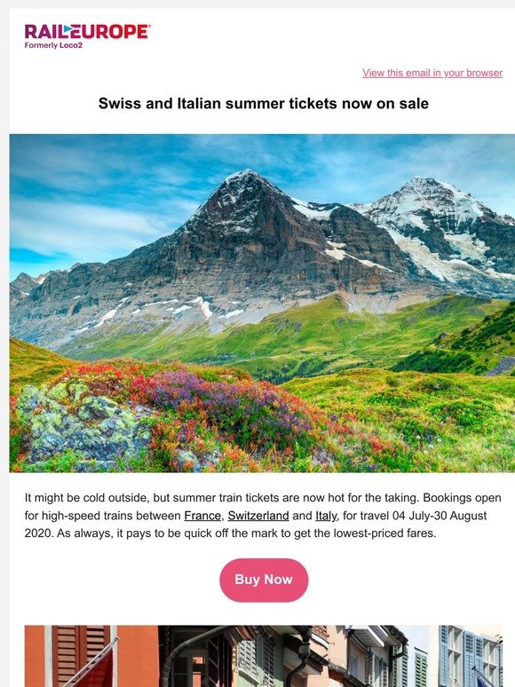 Grab bargain train tickets between France, Switzerland and Italy for summer travel ☀️ 🚄