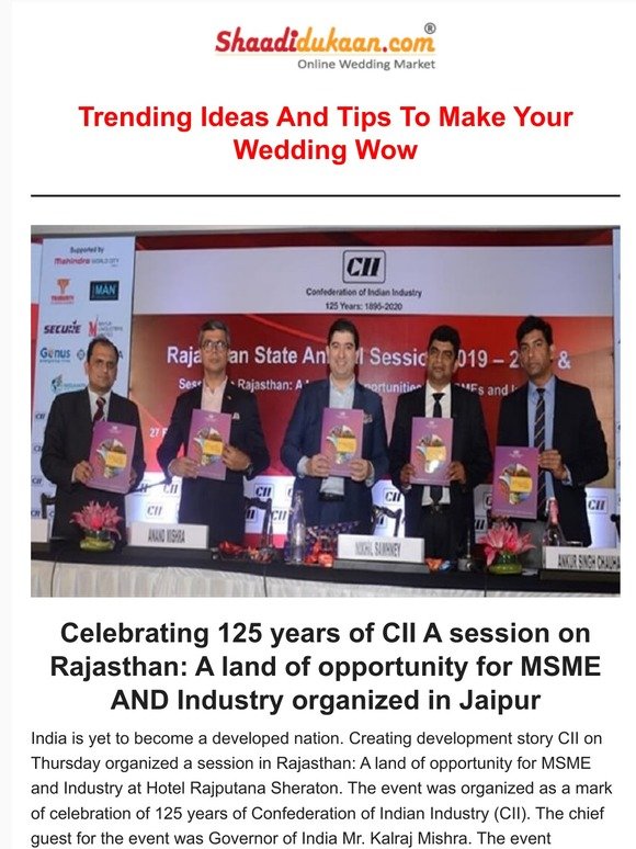 Celebrating 125 years of CII A session on Rajasthan: A land of opportunity for MSME AND Industry organized in Jaipur