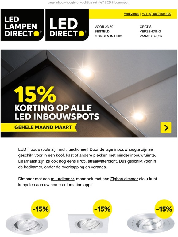 Ledlampendirect NL YPHIX LED inbouwspots nu 15! Milled