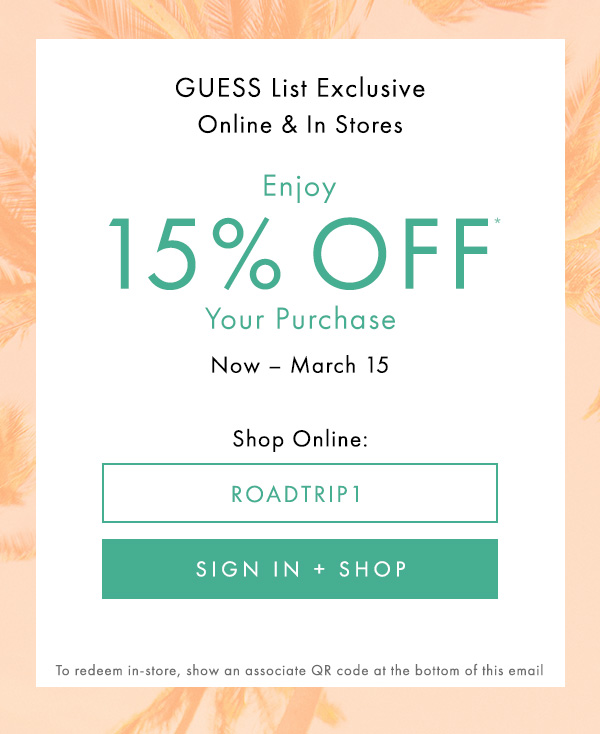 guess sign up 15 off