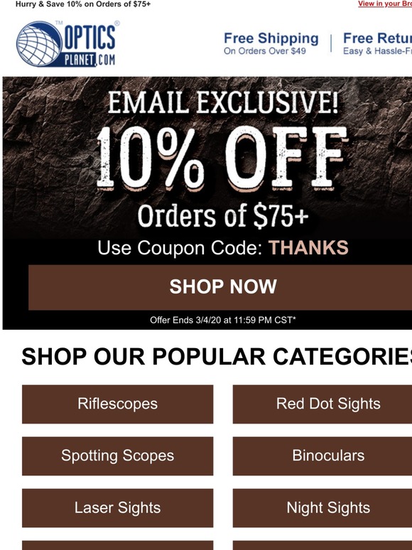 Optics Source Email Exclusive 10 OFF Milled
