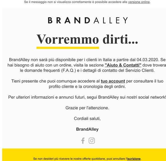 Chiusura di BrandAlley.it