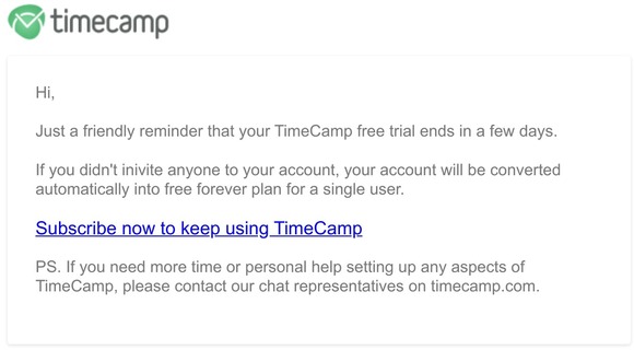Don't let your TimeCamp trial expire