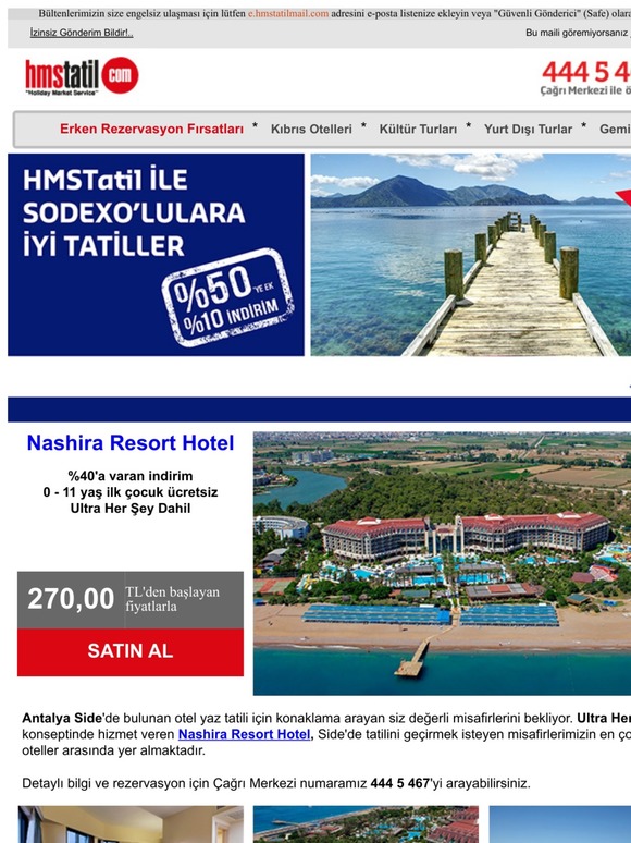 %40 indirim Nashira Resort Hotel Side'de... Bu fırsatı kaçırmayın!