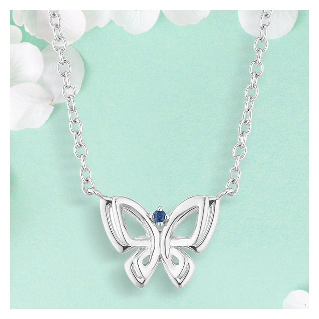 Vera Wang Sterling Silver Sapphire Butterfly Necklace