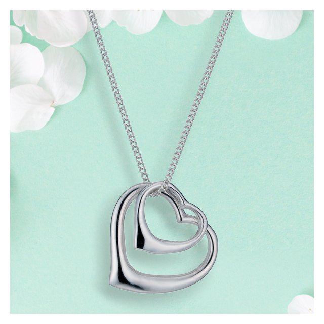 Sterling Silver Double Open Heart Pendant