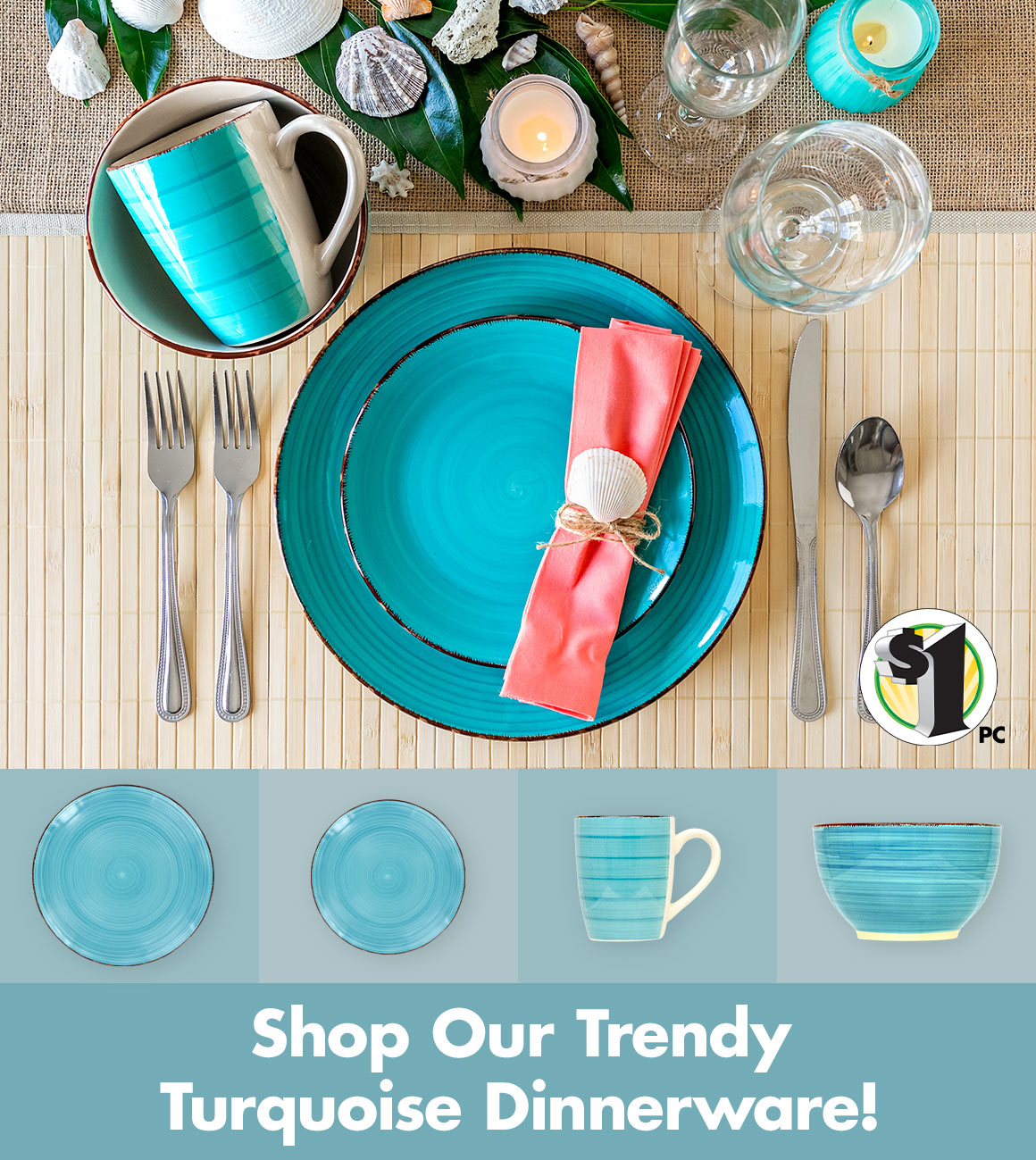 Dollar Tree Shop Our Stylish Turquoise Swirl Dinnerware! Milled