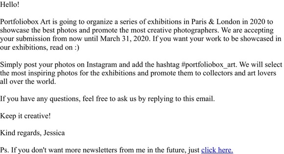 Join #portfoliobox_art to showcase your work in our upcoming exhibitions