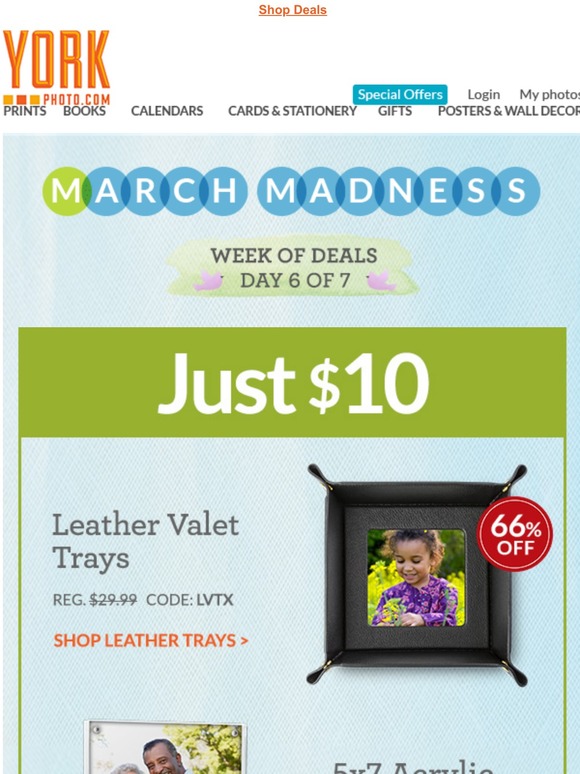 March Madness Day 6...$10 Dealights! Leather Valet Trays, Acrylic Blocks, Glass Prints & Pillowcases...