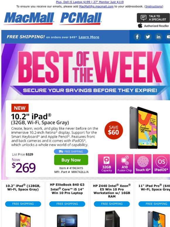 Act Fast! 128GB 10.2" iPad Only $349