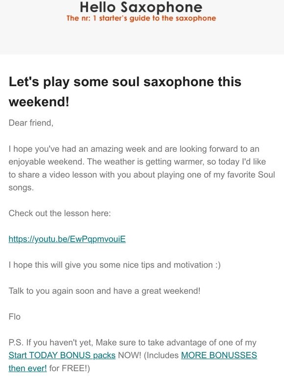 Here is your saxophone inspiration for this weekend :)
