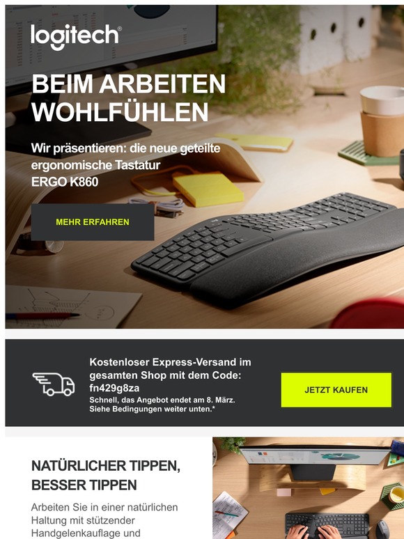 Wir präsentieren: die NEUE ✨ Ergo Tastatur + kostenloser Expressversand. Nur noch heute!