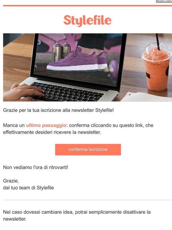 Conferma la tua iscrizione per la newsletter Stylefile ✔