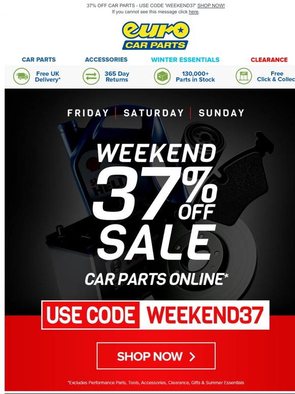 Euro Car Parts: The Weekend Is Almost Over, But Don't Worry, Our Sale