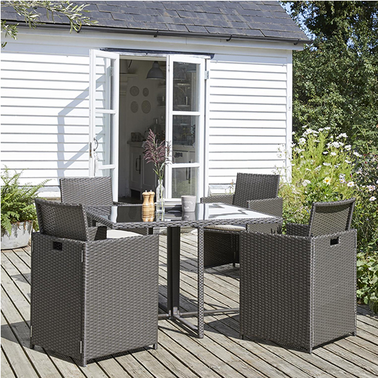 st lucia 4 seater grey cube dining set