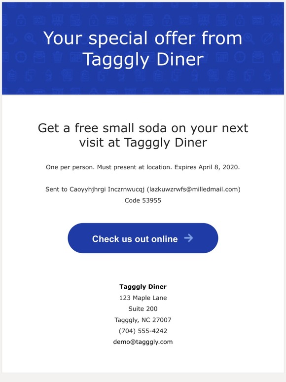 Your special offer from Tagggly Diner