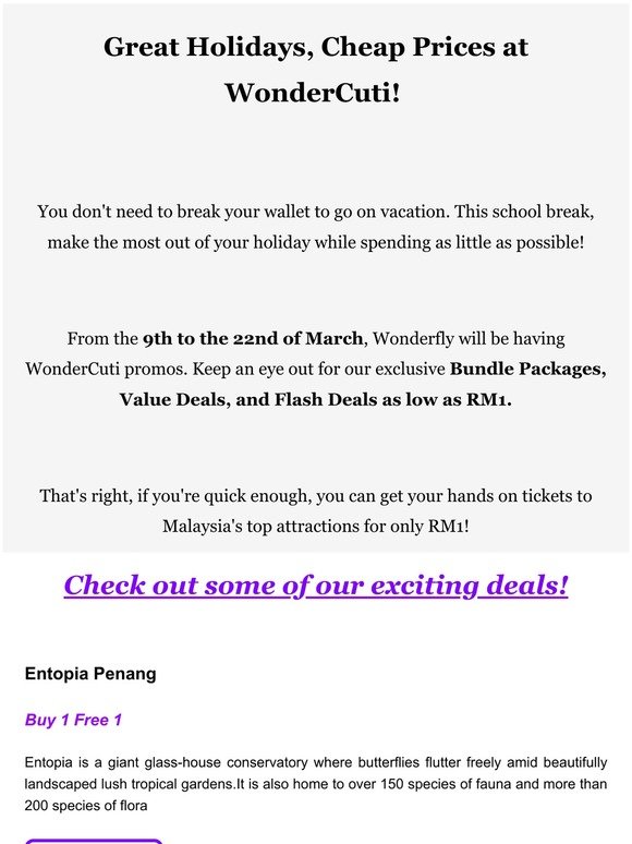 RM1 Flash Deals, Bundle Packages, and Value Deals on WonderCuti! 🙌🎉