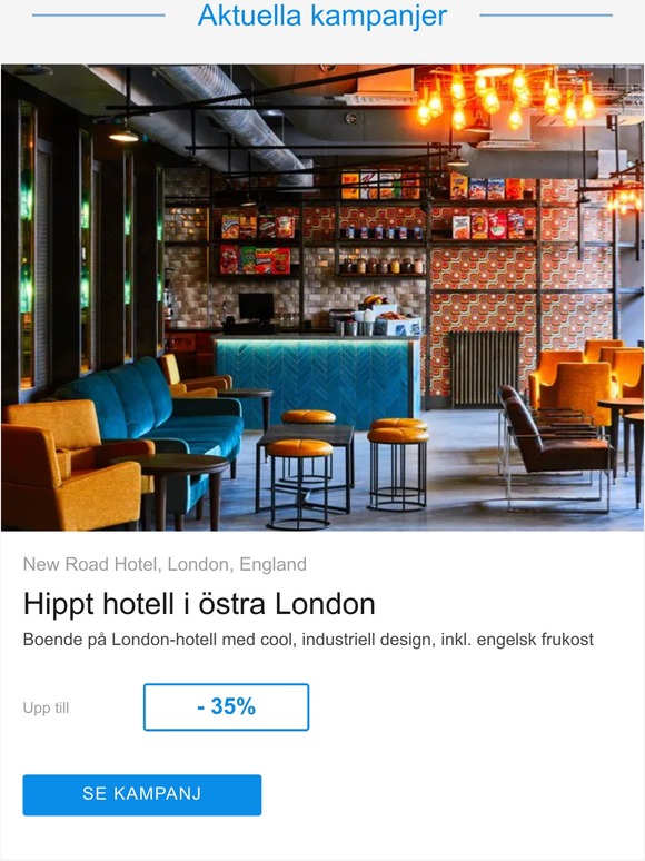 Boende på London-hotell med cool, industriell design, inkl. engelsk frukost