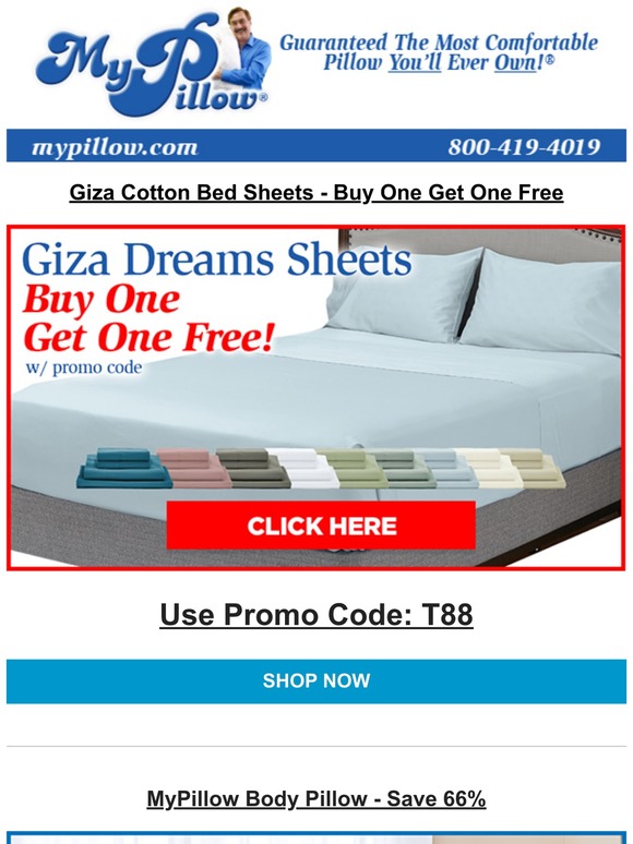 MyPillow: MyPillow Bed Sheets 100% Certified Giza Cotton | Milled