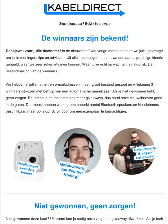 De winnaars van vorige maand zijn bekend! 🎁