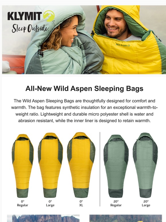 Klymit: All-New Wild Aspen Sleeping Bags | Milled