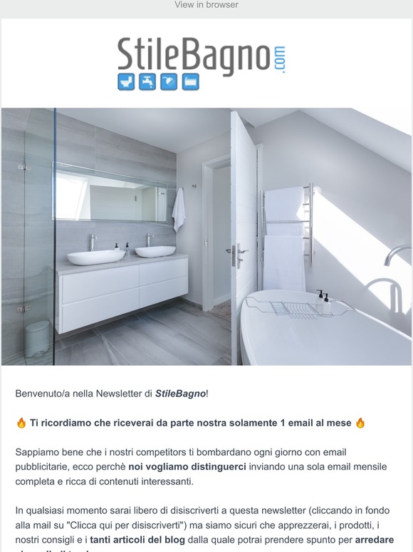 Benvenuto nella Newsletter di StileBagno