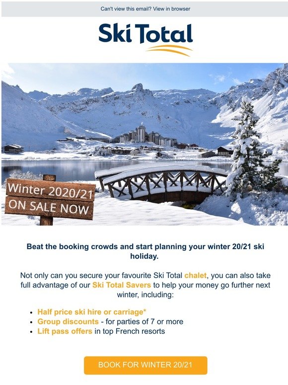 Book now for winter 20/21