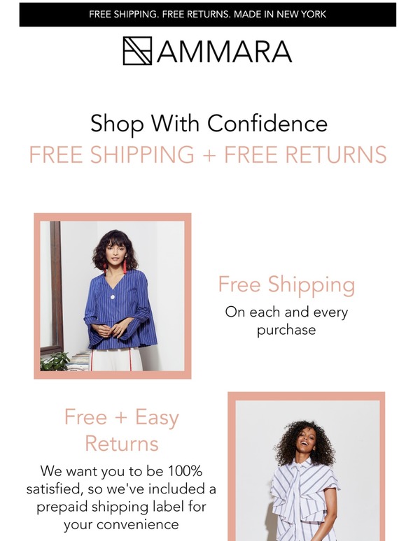 Shop With No Regrets! Free Shipping + Returns On Every Purchase