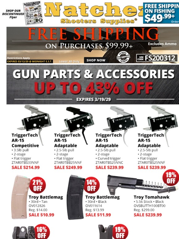 Natchez Shooters Supplies Gun Parts and Accessories up to 43 Off Milled