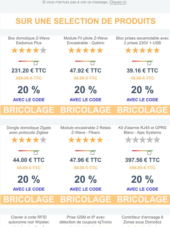 🛠️ Pour bricoler à la maison, profitez de 20% de remise sur tout le site !