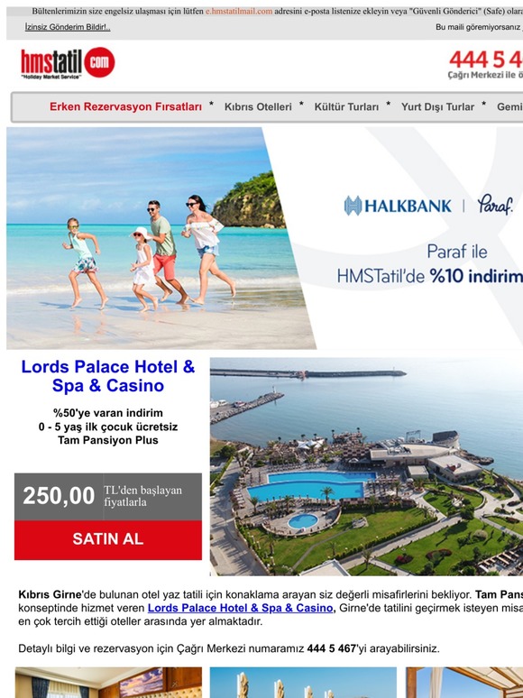 %50 indirim Lords Palace Hotel Girne'de... Bu fırsatı kaçırmayın!