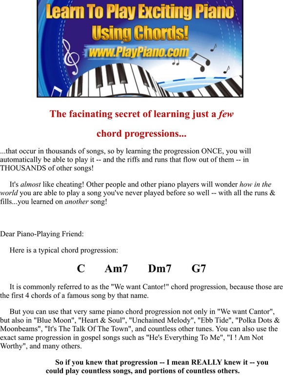 All Piano Sheet Music Has Buried Treasure In It Special The Facinating Secret Of Learning Just A Few Chord Progressions Milled