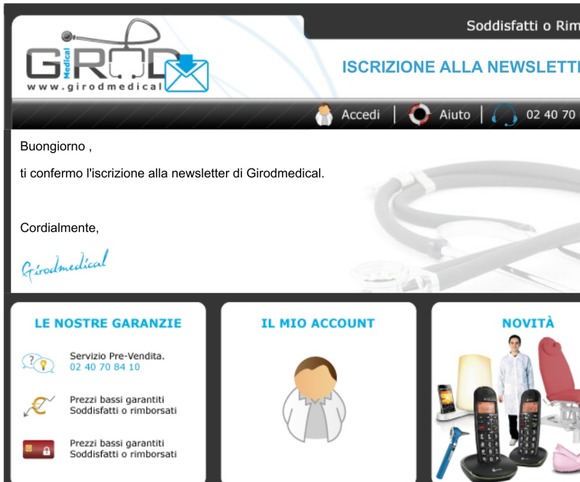 Iscrizione alla newsletter di Girodmedical.it
