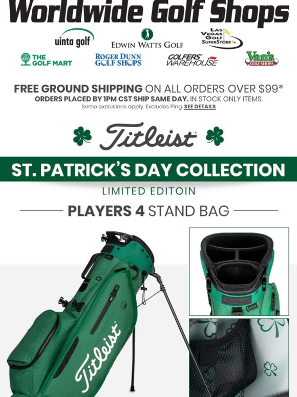 titleist st patrick's golf bag