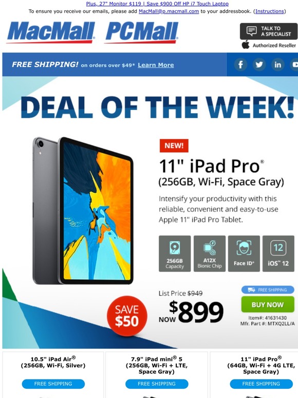 It’s Time! Save $50 Off 11" iPad Pro w/ 256GB