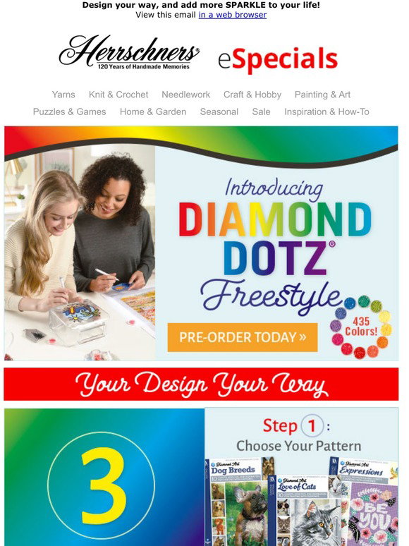 Herrschners рџ ј рџ ј Introducingвђ Diamond Dotzв Freestyle Milled