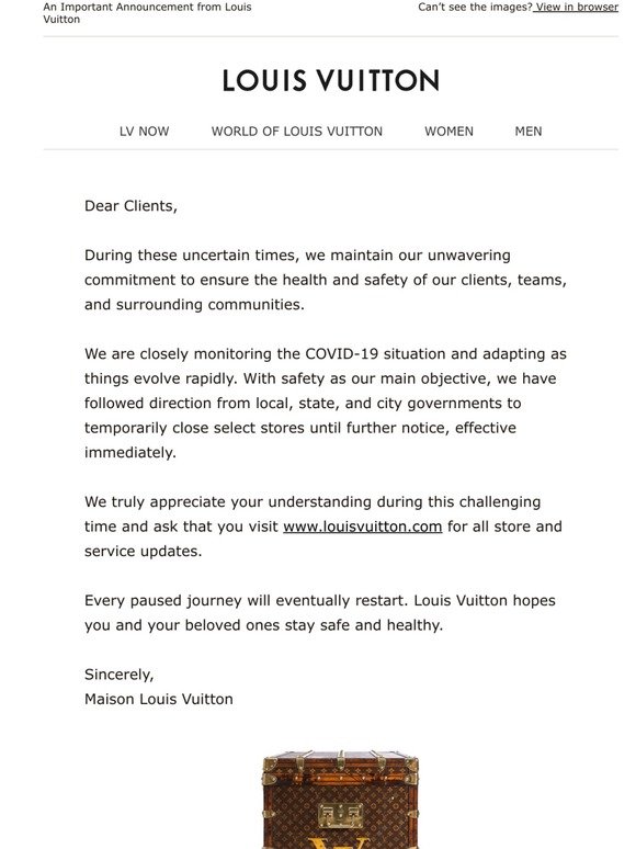 Louis Vuitton: An Important Announcement from Louis Vuitton
