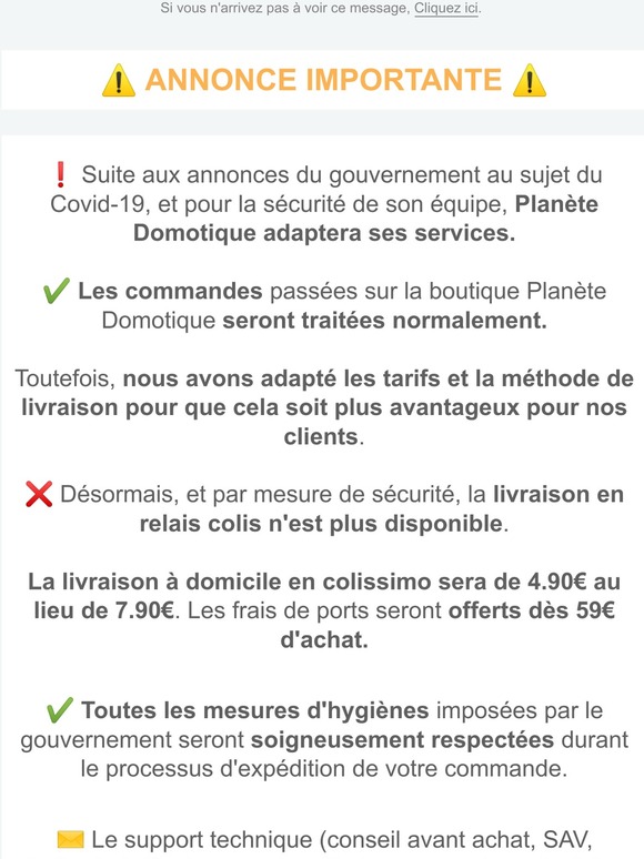 Annonce importante au sujet du Covid-19 🦠